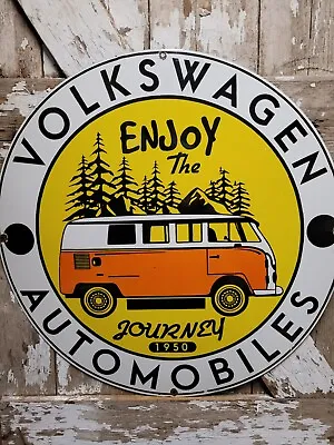 Old Vintage Volkswagen Porcelain Sign Vw Bus Advertising Automobile Car Van 30  • $485.89