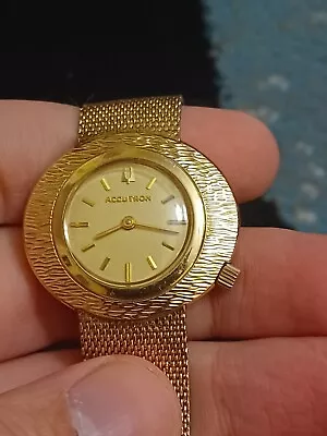 Vintage N8 1978 Bulova Ladies Accutron Gold Filled Mesh Watch WORKS GREAT • $165