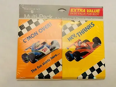 Vintage Kid's Party Invitations & Thank You Cards Set Race Car Theme AGC Sealed  • $16.45