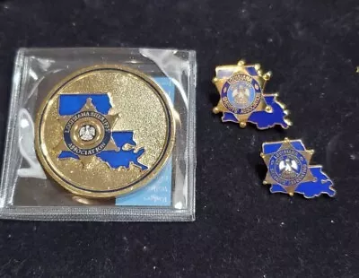Vintage Obsolete Louisiana Sheriff's Association Pins & 80th Anniversary Coin • $99.99