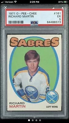 1971 O-Pee-Chee #161 Richard Martin Sabres Rookie Hockey Card PSA 5 EXCELLENT • $45