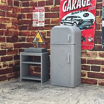 Fridge With Shelf And Sink For 1:24 Scale Diorama Garage Workshop / Accessories • $18.49