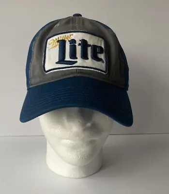 MILLER LITE Men's Patch Logo Adjustable Strap Blue/Gray Baseball Cap Hat • $16.99