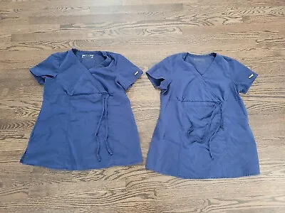 Grays Anatomy Maternity Scrub Tops Navy Size Small Lot Of 2 • $20