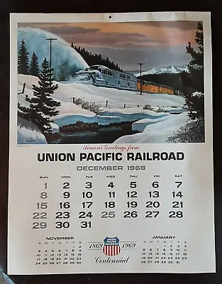 Vintage Union Pacific Railroad Hanging Calendar 1969 • £33.78