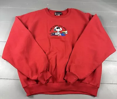 Vintage Snoopy Crewneck Sweatshirt Size Large Red 90’s Peanuts Books Books • $39