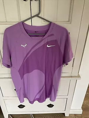 Nike Rafael Nadal Court Advantage Dri-Fit ADV T-Shirt Roland Gaross Lilac Size L • £44.99