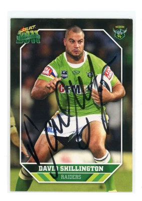 $0.99 • Buy ✺Signed✺ 2011 Select Champions David Shillington (Raiders) Signed NRL Card