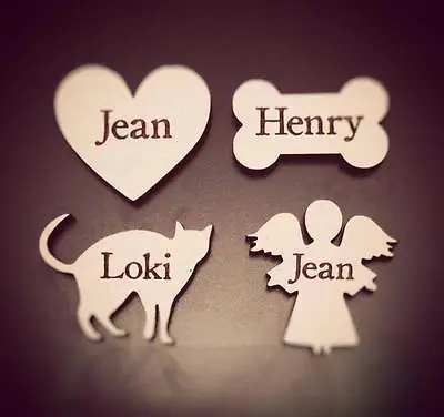 Personalised Wooden Shapes Heartdog Bonecat angel Laser Cut • £0.99