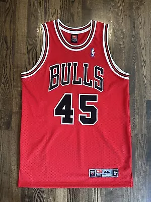 RARE Vintage Nike Authentic MICHAEL JORDAN #45 Chicago Bulls Red Jersey 44 Large • $900