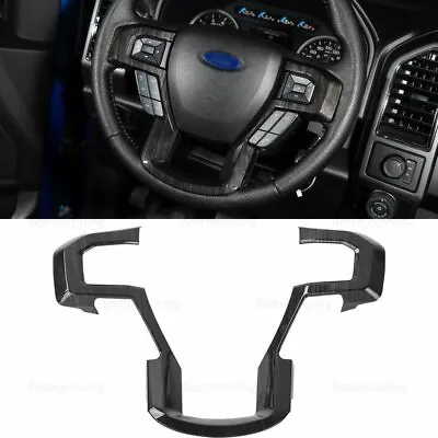 Molded Black Wood Grain Steering Wheel Bezel Trim Cover For 17-22 Ford F250 F350 • $73.59