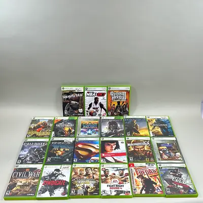$99.99 • Buy Lot Of 38 Xbox 360 Games Guitar Hero, Syndicate, Naughty Bear, NBA 2K7