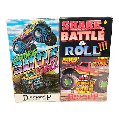 Shake Battle & Roll 1 & 3  1990s Monster Truck Mud Racing Sport VHS Diamond P  • $15.95