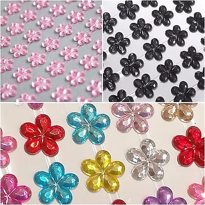£1.99 • Buy 70 X 12mm Large Daisy Self Adhesive Stickers Rhinestone StickOn Jewel Gem Craft