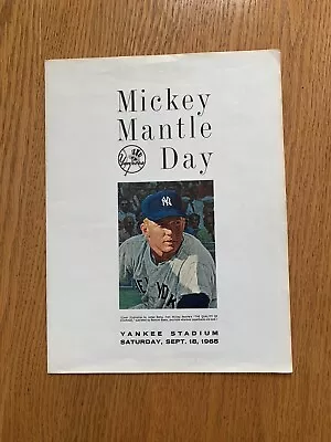 1965 Yankee Stadium Mickey Mantle Day Saturday Sept 18th Program • $19.99