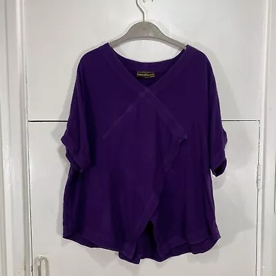 Hampstead Bazaar Top Purple Lagenlook Crossover Blouse Short Sleeve Women’s • £29.99