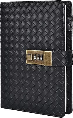 Leather Journal Diary With Lock Writing Sketching Boys Girl Black Xmas • $68.95