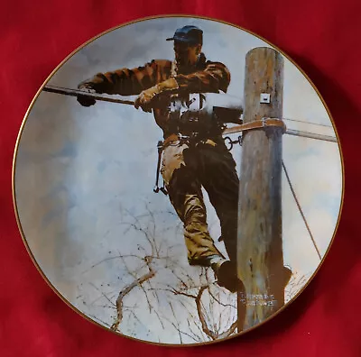 THE TELEPHONE LINEMAN By Norman Rockwell PLATE #11660 • $39.99