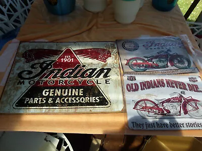 Indian Repro Motorcycle Tin Signs X3 • $20