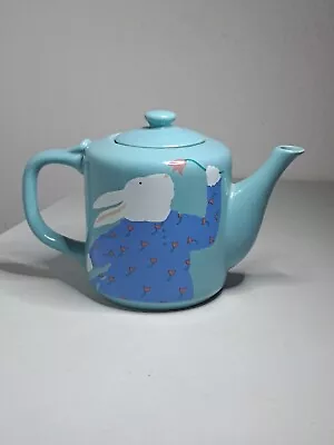 Bunny Teapot Paris Bottman  Ceramic Blue Rabbit Bottman Designs 1988- JAPAN • $45