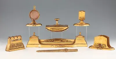 Antique 7-piece Bronze Art Nouveau Desk Set Early 1900s • $800