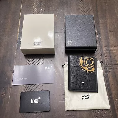 Montblanc Soft Grain Card Holder Wallet With View Pocket Black And Yellow 127329 • $230