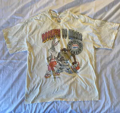 VTG Magic Johnson T’s 1995 NBA Finals Looney Tunes TAZ Rockets Magic T Shirt XL • $119