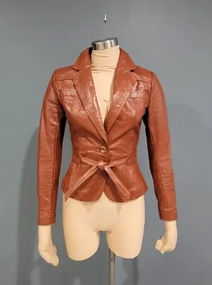 $49.99 • Buy Vintage WILSONS LEATHER Cognac Tan Caramel Brown Leather Jacket XS