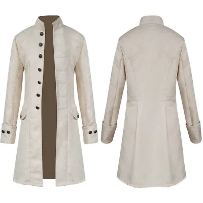 Mens Victorian Frock Coat Cosplay Suit Vintage Steampunk Tailcoat Jacket Gothic • $31.49