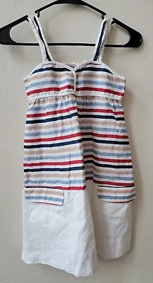 Stella McCartney Girl Dress Stripes Size 8 Linen Blue • $29.99