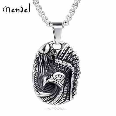 MENDEL Native American Indian Eagle Pendant Necklace Men Stainless Steel Jewelry • $12.99