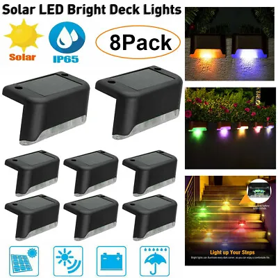 8 PACK Solar Powered LED Deck Lights Outdoor Path Garden Stairs Step Fence Lamps • $18.98