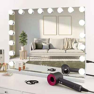 LED Hollywood Makeup Mirror Large Vanity Light Mirror With Dimmable LED Bulbs • £55.43