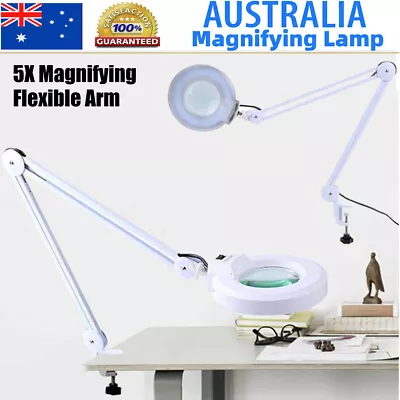 5X Magnifying Lamp LED Desk Table Glass Magnifier Light Craft Reading W/ Clamp • $40.99