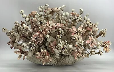Vtg Seashell Art Large Flower Arrangement Coral Base Centerpiece Hand Made 22” • $236