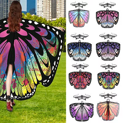 Butterfly Wings Cape Shawl Adult Fairy Cloak Costume Fancy Dress Party • $10.85