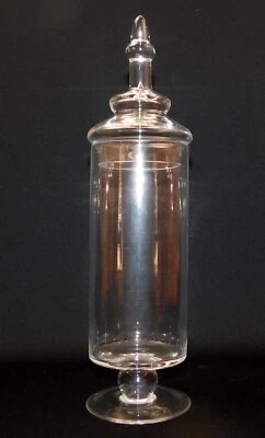 $42.95 • Buy Apothecary Pharmacy Clear Glass Cylinder Jar With Knob Top 14.75 In.