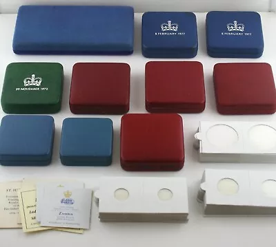 Empty Coin Boxes 10 Various Plus 75 Self Adhesive Card Coin Holders & 14 COA's • £9.99
