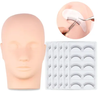 Mannequin Model Training False Eyelashes Head With Practice Lashes Set Tools • £9.99