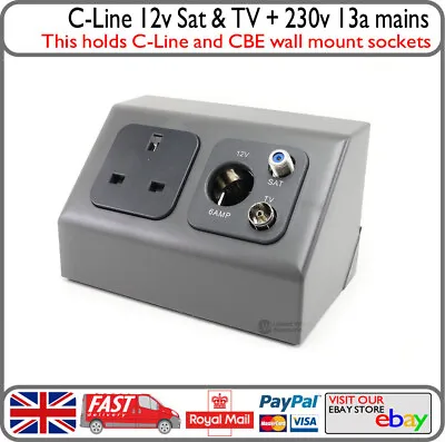£27.49 • Buy C-Line Surface Corner Box W/ 13a 240v Mains & 12v & TV Coax W/ Sat F Type Socket