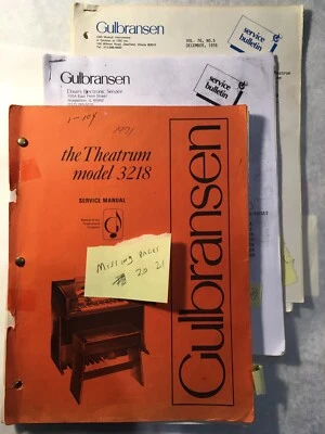 $35.50 • Buy Gulbransen Theatrum Service Manual PLUS TWO SERVICE BULLETINS. MISSING 2 PAGES