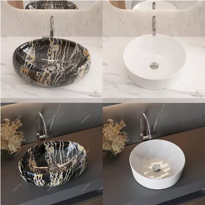 Bathroom Basin Sink Hand Wash Counter Top Ceramic Bowl 405-480mm No Tap Hole • £49.95