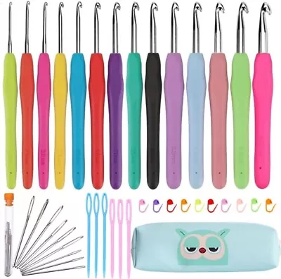 Crochet Hooks Set Clover Amour Steel Pastel 14 Pcs Ergonomic Easy Grip Bright • $14.95