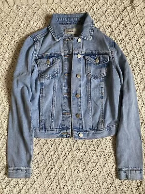 NEW LOOK Womens Light Mid Blue Denim Jacket Size 8 Small Summer • £5.95