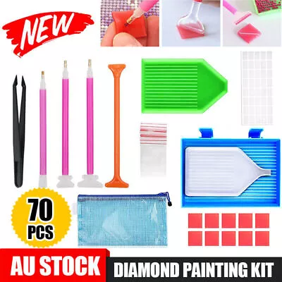 70 Piece Diamond Painting Tools Box 5D Diamond Accessories Diy Art Craft Pen Set • $8.34