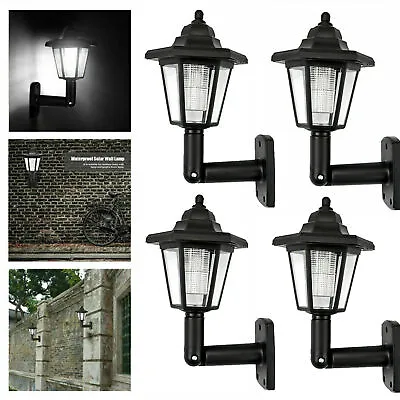 2/4Pcs Solar Wall Lanterns Led Powered Wall Light Lamp Outdoor Garden Patio Door • £9.99