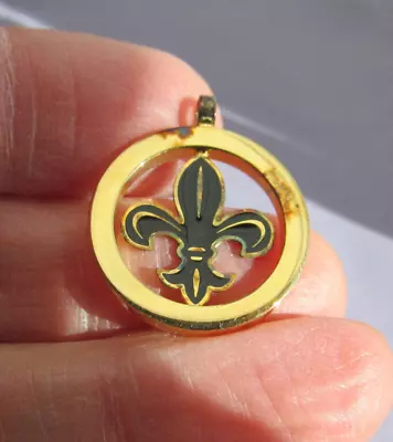 2010 Mignon Faget ENAMEL VERMEIL Sterling New Orleans ROUND Fleur De Lis Pendant • $99.99