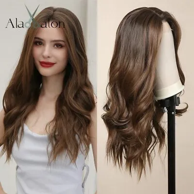 ALAN EATON 13*4 Lace Front Brown Synthetic Wigs Ombre Wave Lace Wig Natural Look • $49.99