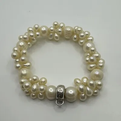 Thomas Sabo Club 925 Cultured Pearl Cluster Bead Charm Bracelet Carrier Medium • $59