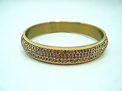 Collectible Vintage  Steel By Design  Gold Tone Crystal Bangle Bracelet Sz. Lg. • $5.49